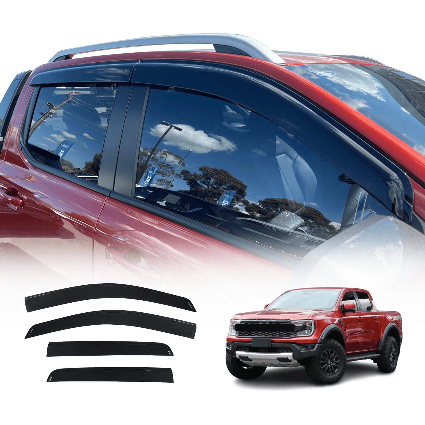 Injection Weather Shields for Ford Ranger Next-Gen Dual Cab 2022-Onwar ...
