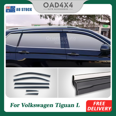Injection Stainless 6pcs Weathershields For Volkswagen Tiguan L / ALL Space 2016+ Weather Shields Window Visor
