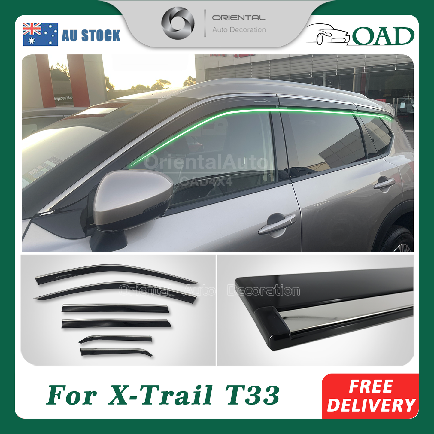 Injection 6pcs Stainless Weathershields for Nissan X-Trail T33 2022+ Weather Shields Window Visor