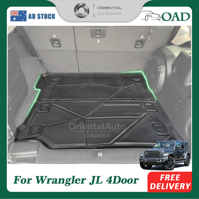 3D TPE Boot Mat for Jeep Wrangler JL series 4Door 2018-Onwards Overland / Rubicon Cargo Mat Trunk Mat Boot Liner