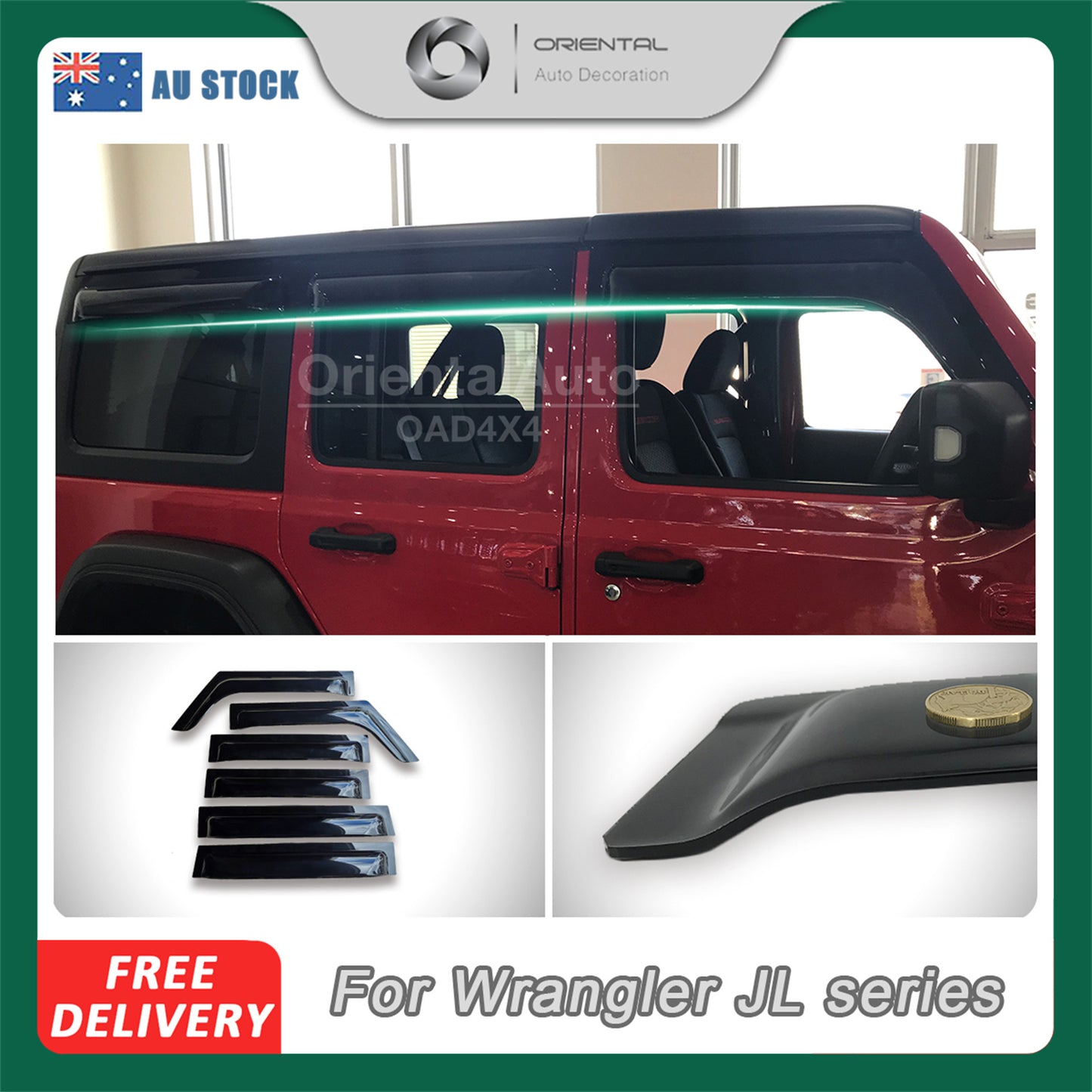 Widened Luxury 6pcs Weathershields For Jeep Wrangler JL series 2018+ Weather Shields Window Visor