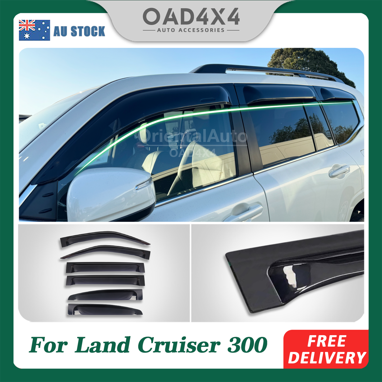 Widened Luxury 6pcs Weathershields for Toyota LandCruiser 300 2021+ Weather Shields Window Visors for Land Cruiser 300