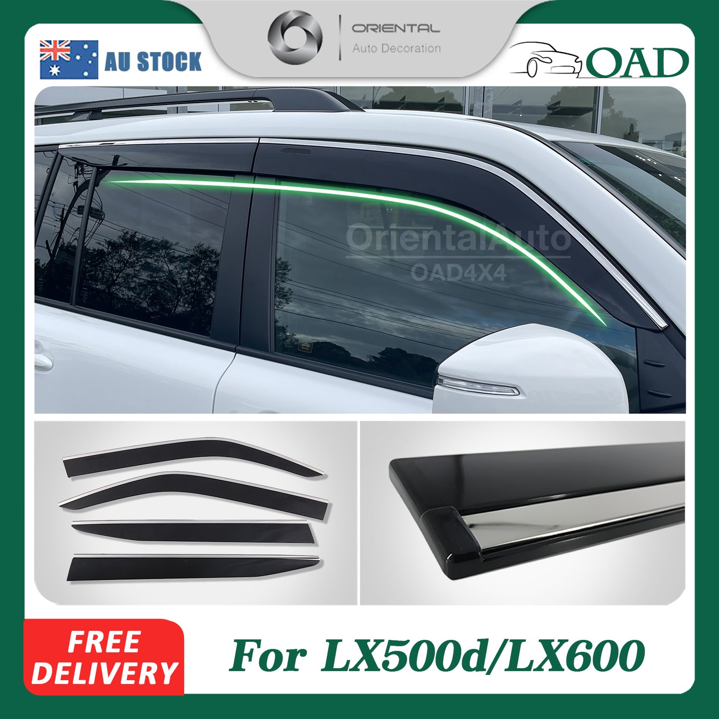 OAD Injection Stainless Weathershields For Lexus LX500d LX600 Weather Shields Window Visor