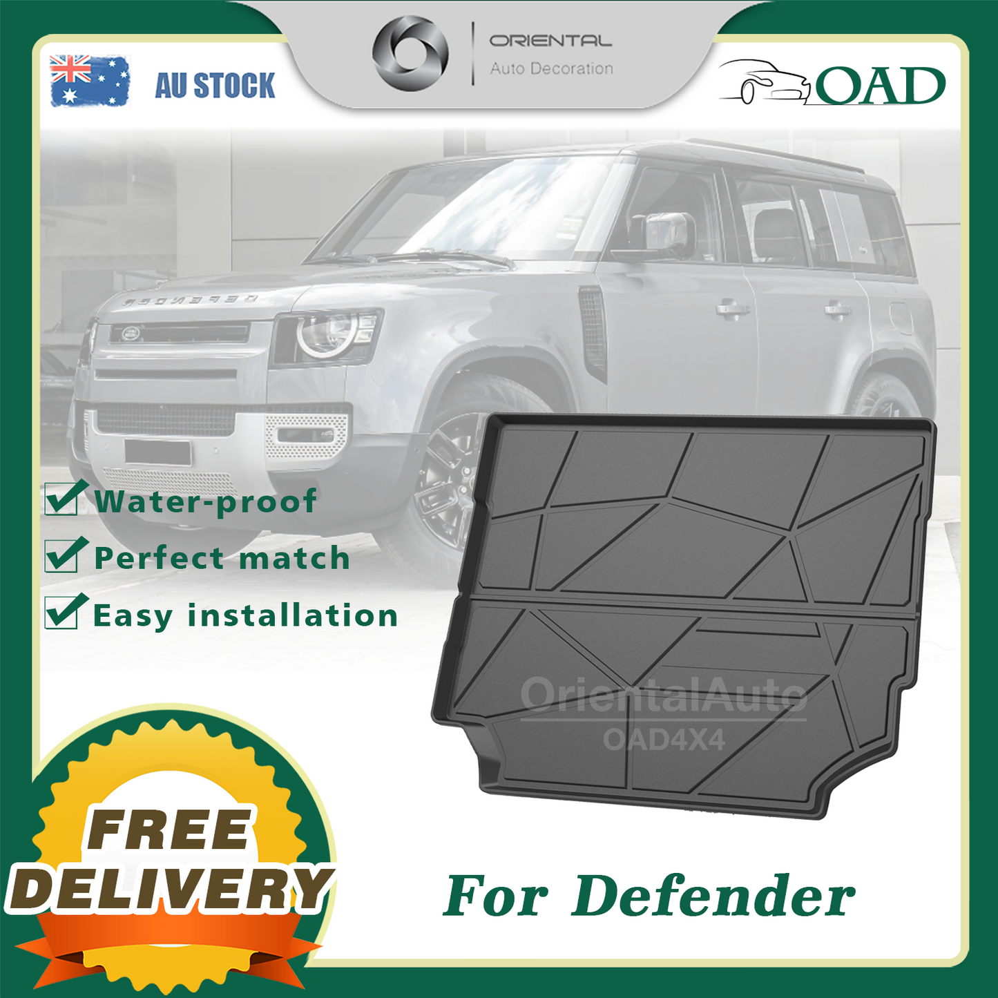 3D TPE Boot Mat for Land Rover Defender L663 110 2020-Onwards Cargo Mat Trunk Mat Boot Liner