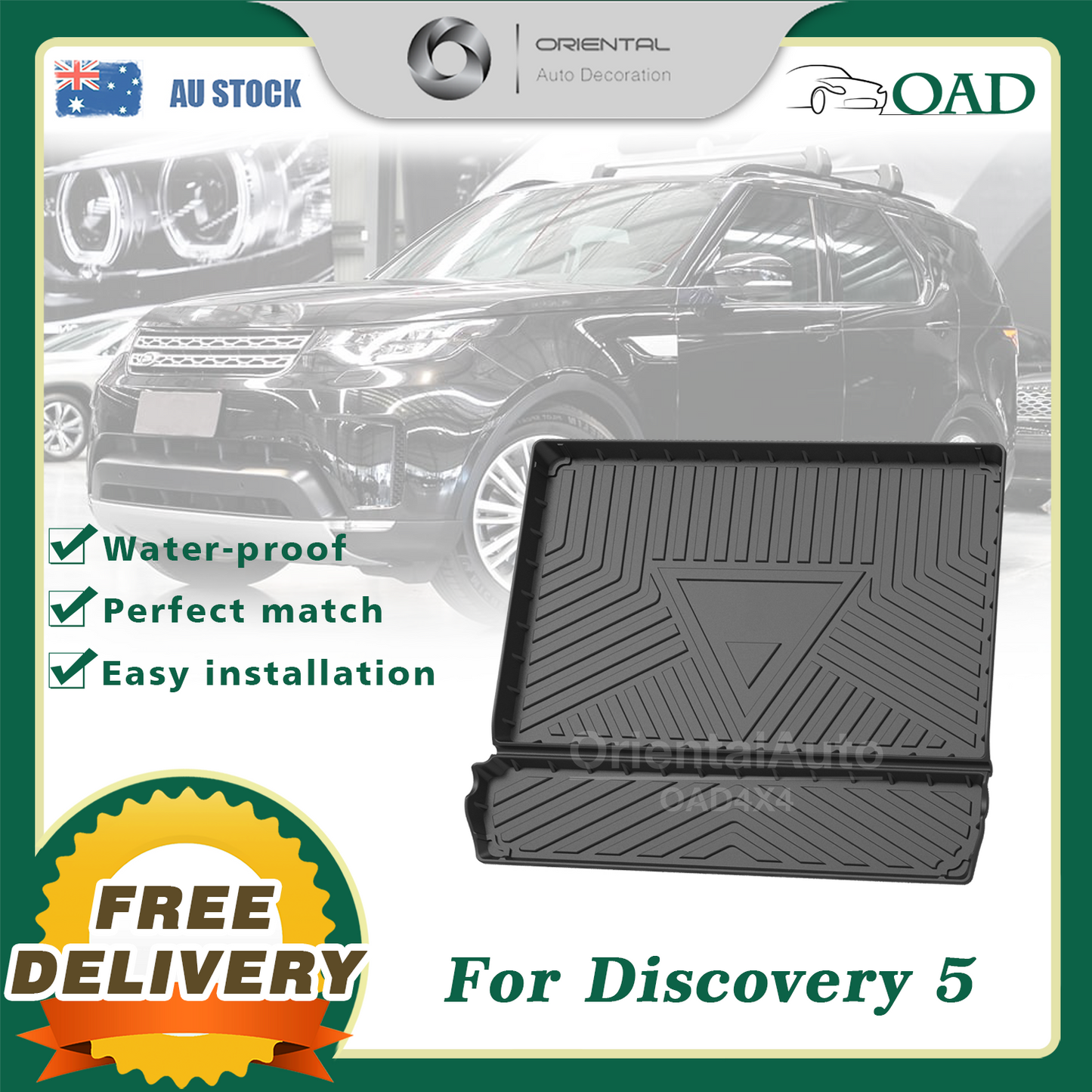 OAD 3D TPE Boot Mat for Land Rover Discovery 5 2017+ Cargo Mat Trunk Mat Boot Liner