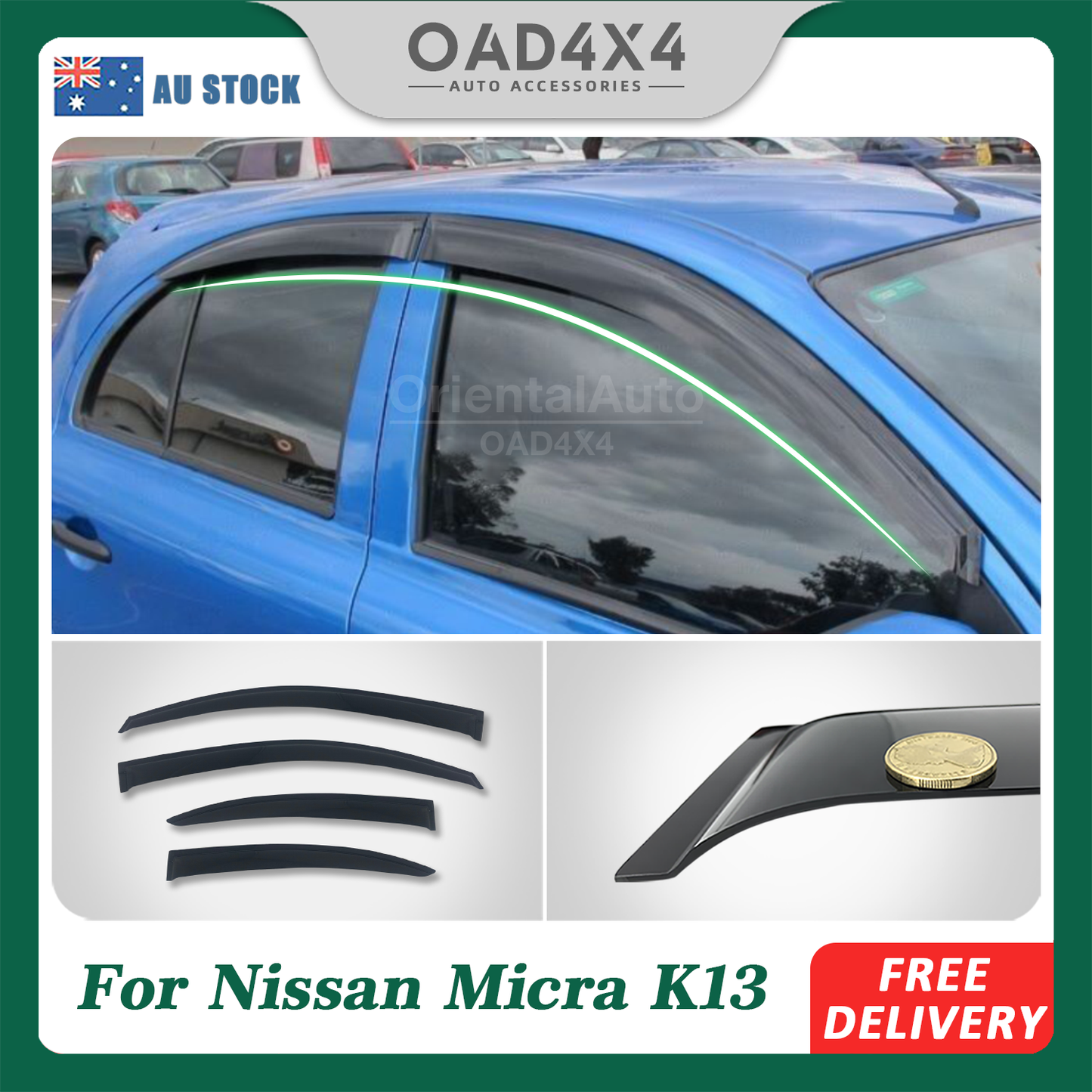 Premium Weathershields For Nissan Micra K13 2010-Onwards Weather Shields Window Visor