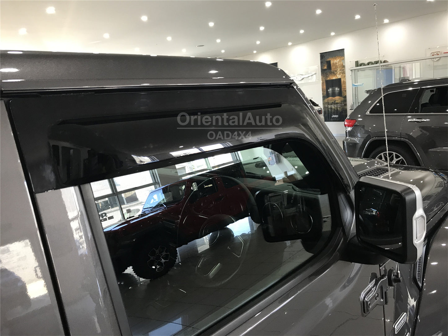 Injection Modeling Bonnet Protector & NEW Luxury 2pcs Weathershield for Jeep Wrangler JL Series 2 Door 2018+ Weather Shields Window Visor + Hood Protector Bonnet Guard
