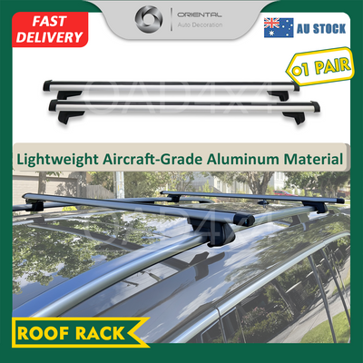 OAD 1 Pair Aluminum Silver Cross Bar Roof Racks Baggage holder for Toyota Prado 120 03-09 with raised roof rail