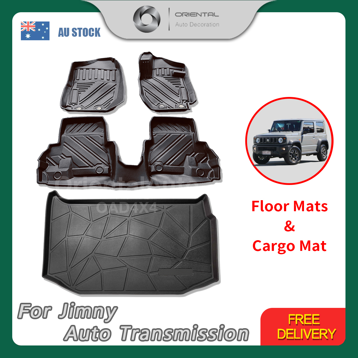Premium Custom 3D Floor mats & Cargo Mat Boot Mat for Suzuki Jimny 3 Doors Auto Transmission 2018-Onwards Floor Protector