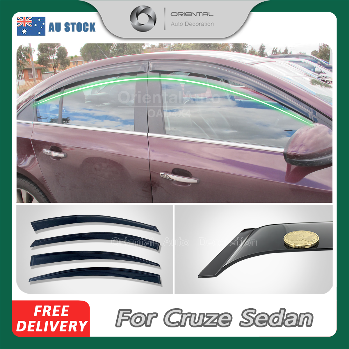Premium Weathershields For Holden Cruze Sedan 2009-2016 Weather Shields Window Visor