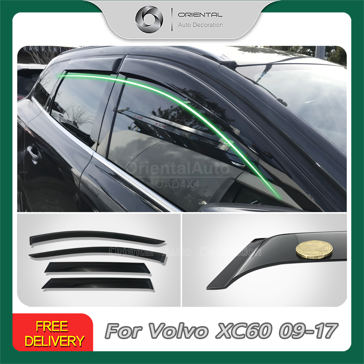 Premium Weathershields Weather Shields Window Visor For Volvo XC60 2009-2017