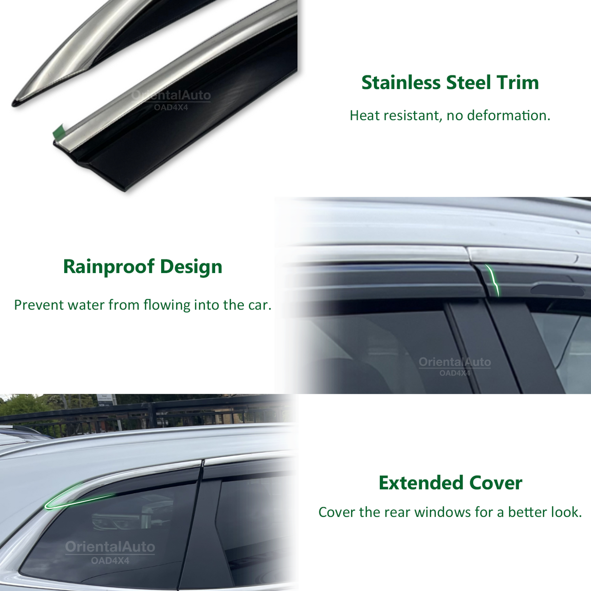 Injection Stainless Weather Shields for MG HS 2024-Onwards 6PCS