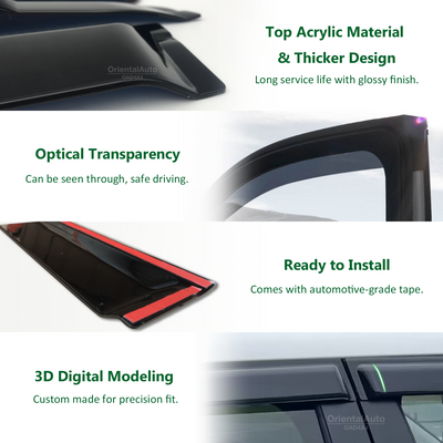 Injection Modeling Bonnet Protector & Luxury Weathershield for Toyota Hilux Extra Cab 2011-2015 4pcs Weather Shields Window Visor Hood Protector Bonnet Guard