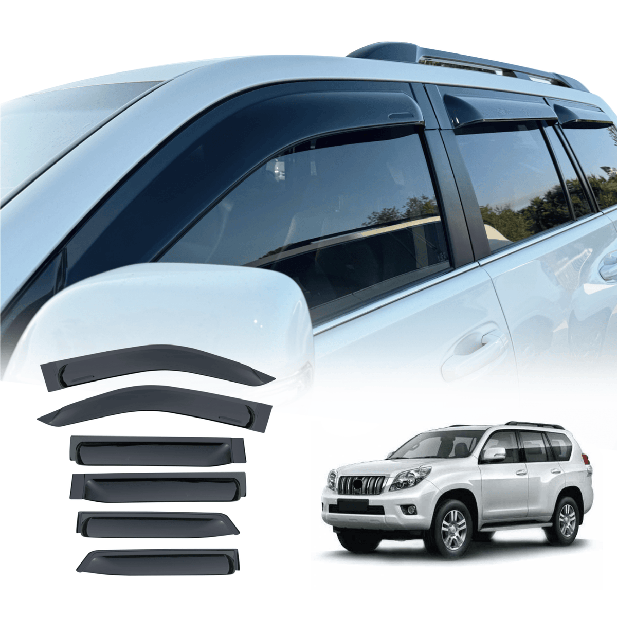 Widened Weather Shields for Toyota Land Cruiser Prado 150 2009-2024 6P ...