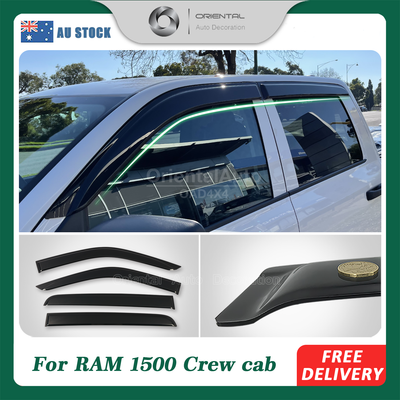 Luxury Weather Shields Weathershields Window Visor For Dodge RAM 1500 DS Series Crew Cab 2017-2022