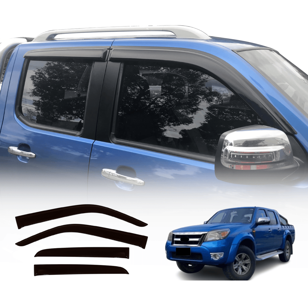 Weather Shields for Ford Ranger PJ PK Series Dual Cab 2006-2011