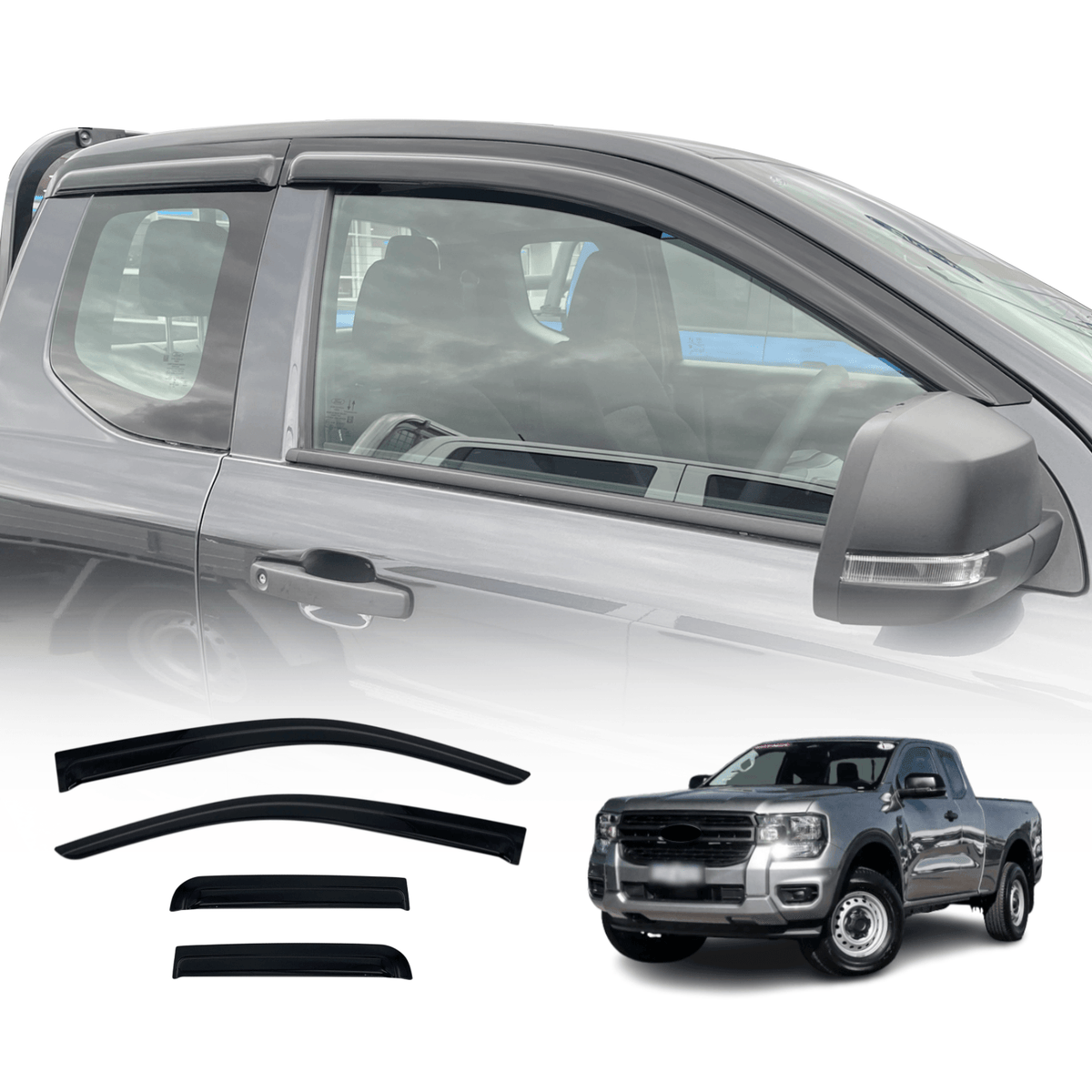 Luxury Weather Shields for Ford Ranger Next-Gen Extra Cab 2022-Onwards ...