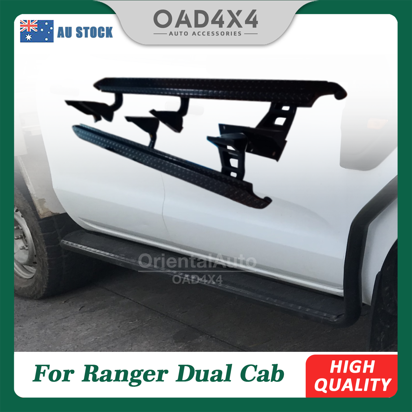 For Ford Ranger Dual Cab 2012-2018 Heavy Duty Steel Side Steps