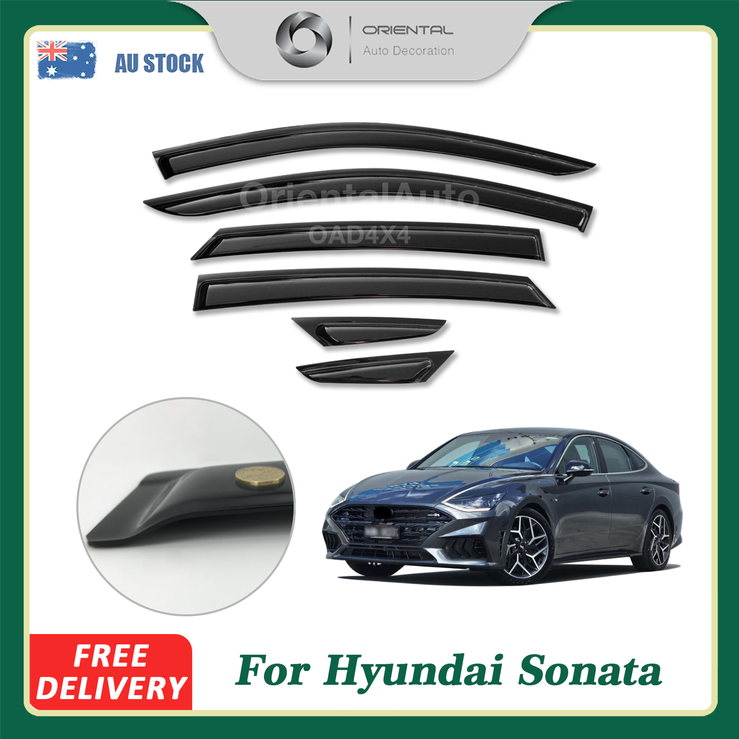 Luxury Weathershields Weather Shields Window Visor For Hyundai Sonata 2020+ 6pcs