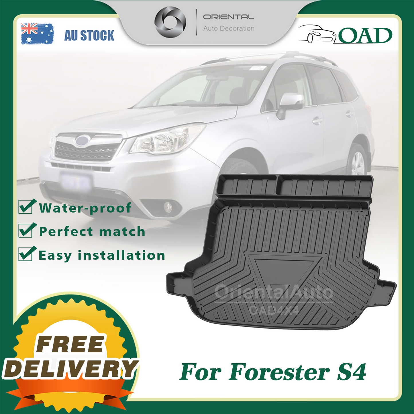 OAD Weathershields & 3D TPE Cargo Mat for Subaru Forester S4 2013-2018 Weather Shields Window Visor Boot Mat