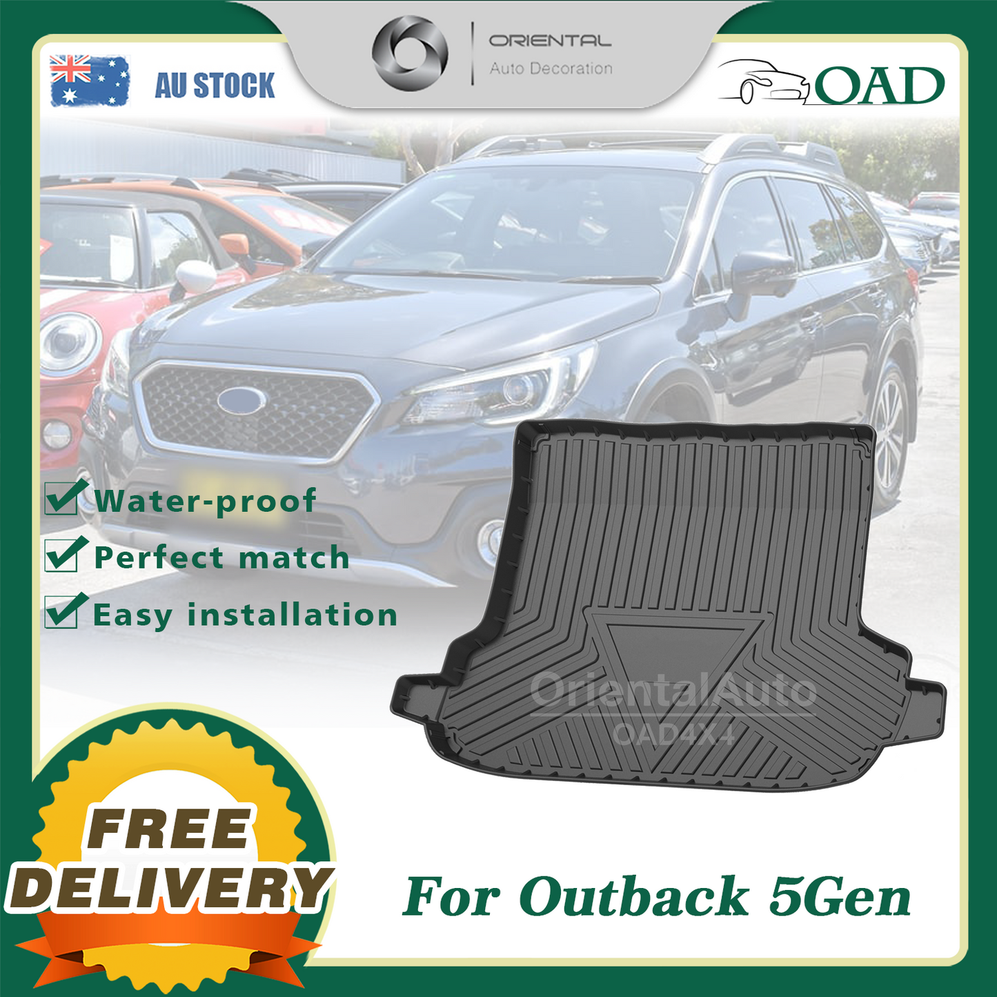 OAD 3D TPE Boot Mat for Subaru Outback 5 gen 2014-2020 Cargo Mat Trunk Mat Boot Liner