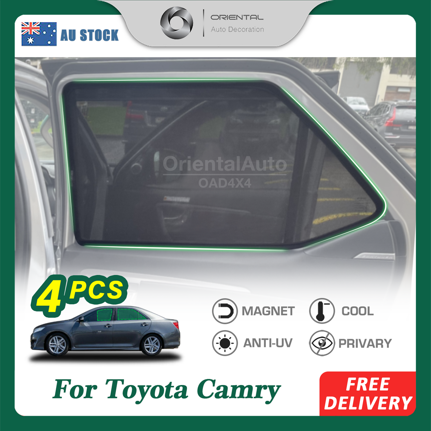 4PCS Magnetic Sun Shade for Toyota Camry 2006-2012 Window Sun Shades UV Protection Mesh Cover