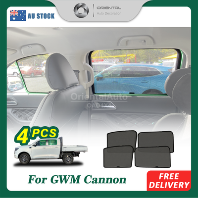 4PCS Magnetic Sun Shade for GWM Cannon All Models Window Sun Shades UV Protection Mesh Cover