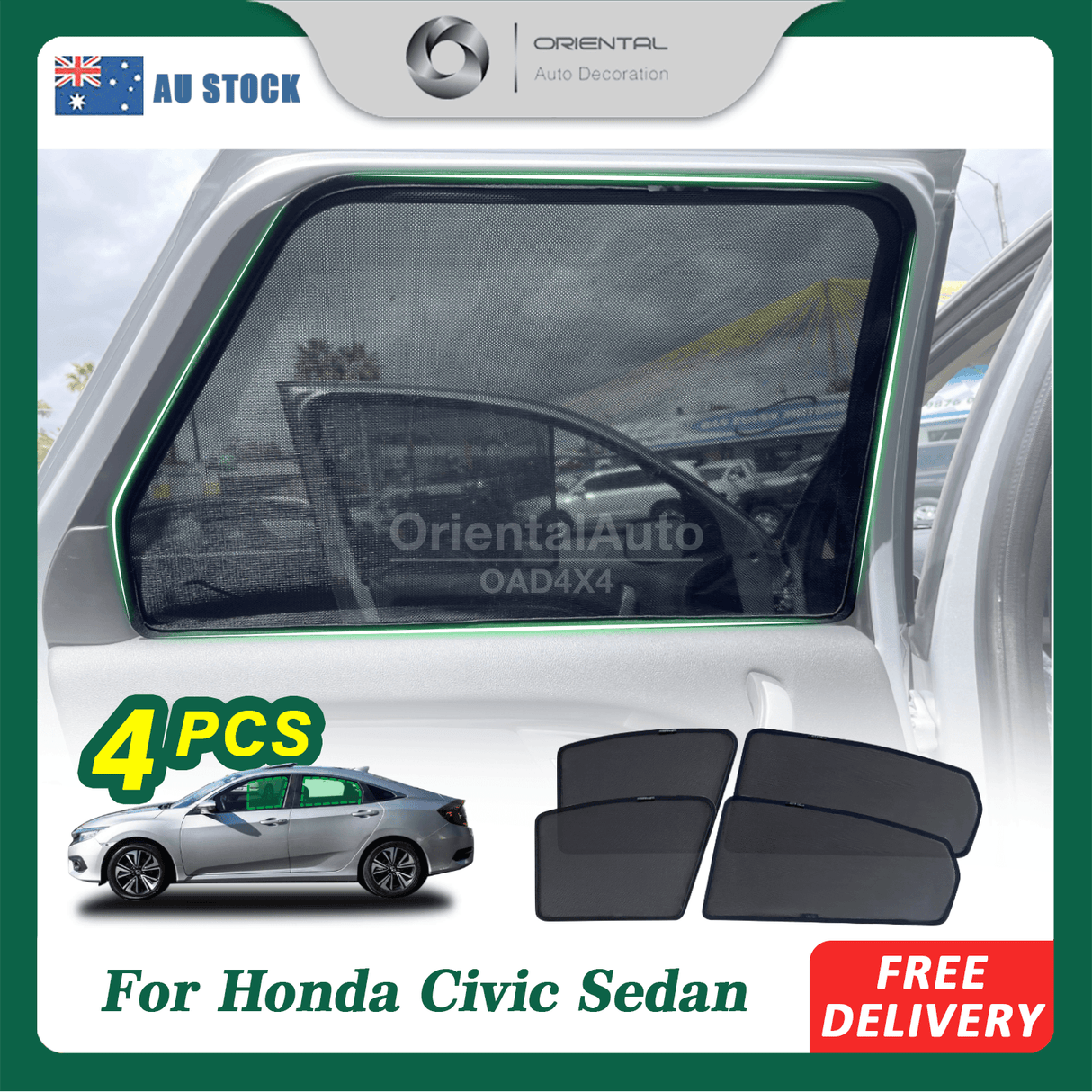 Magnetic Window Sun Shade for Honda 10th Gen Civic Sedan 2016-2021