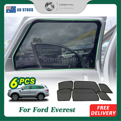 6PCS Magnetic Sun Shade for Ford Everest UA / UA II Series 2015-2022 Window Sun Shades UV Protection Mesh Cover