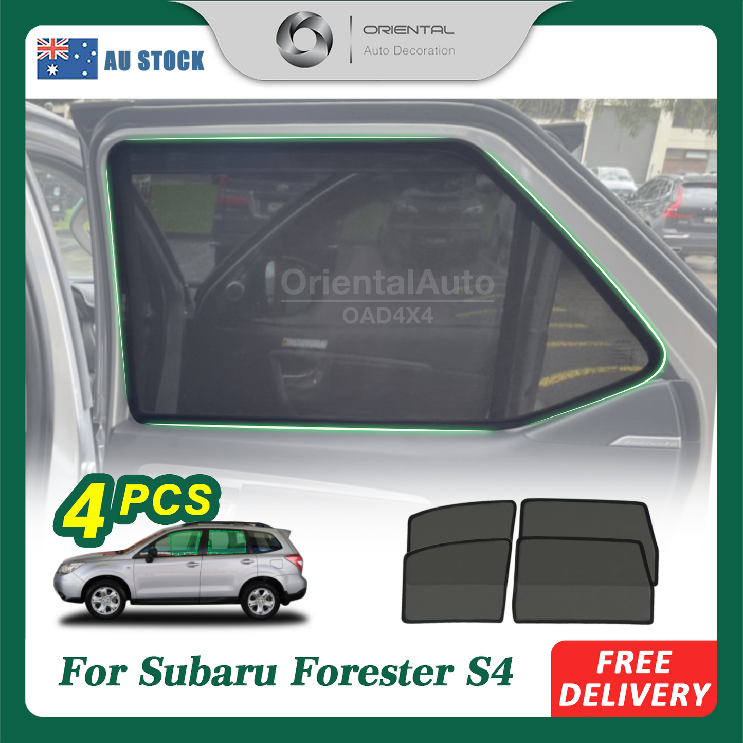 4PCS Magnetic Sun Shade for Subaru Forester S4 2013-2018 Window Sun Shades UV Protection Mesh Cover