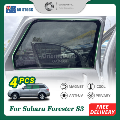 4PCS Magnetic Sun Shade for Subaru S3 Forester 2008-2012 Window Sun Shades UV Protection Mesh Cover