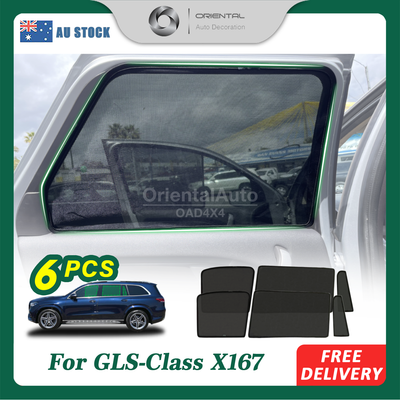 6PCS Magnetic Sun Shade for Mercedes-Benz GLS Class X167 2019-Onwards Window Sun Shades UV Protection Mesh Cover