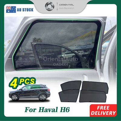 4PCS Magnetic Sun Shade for HAVAL H6 2017-2021 Window Sun Shades UV Protection Mesh Cover