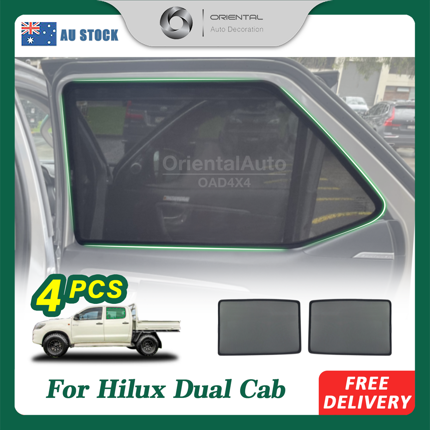 Rear 2PCS Magnetic Sun Shade for Toyota Hilux Dual Cab 2005-2015 Window Sun Shades UV Protection Mesh Cover