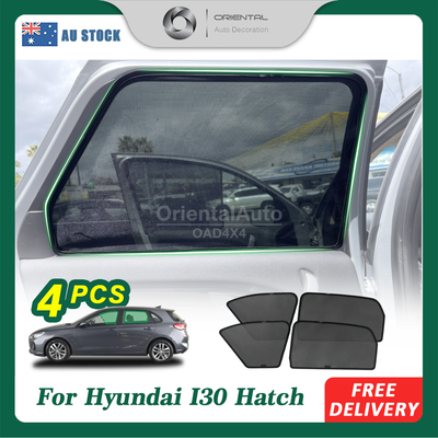 4PCS Magnetic Sun Shade for Hyundai I30 Hatch 2017+ Window Sun Shades UV Protection Mesh Cover