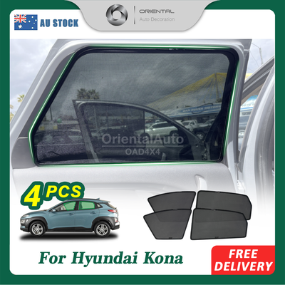 4PCS Magnetic Sun Shade for Hyundai Kona 2017-2023 Window Sun Shades UV Protection Mesh Cover