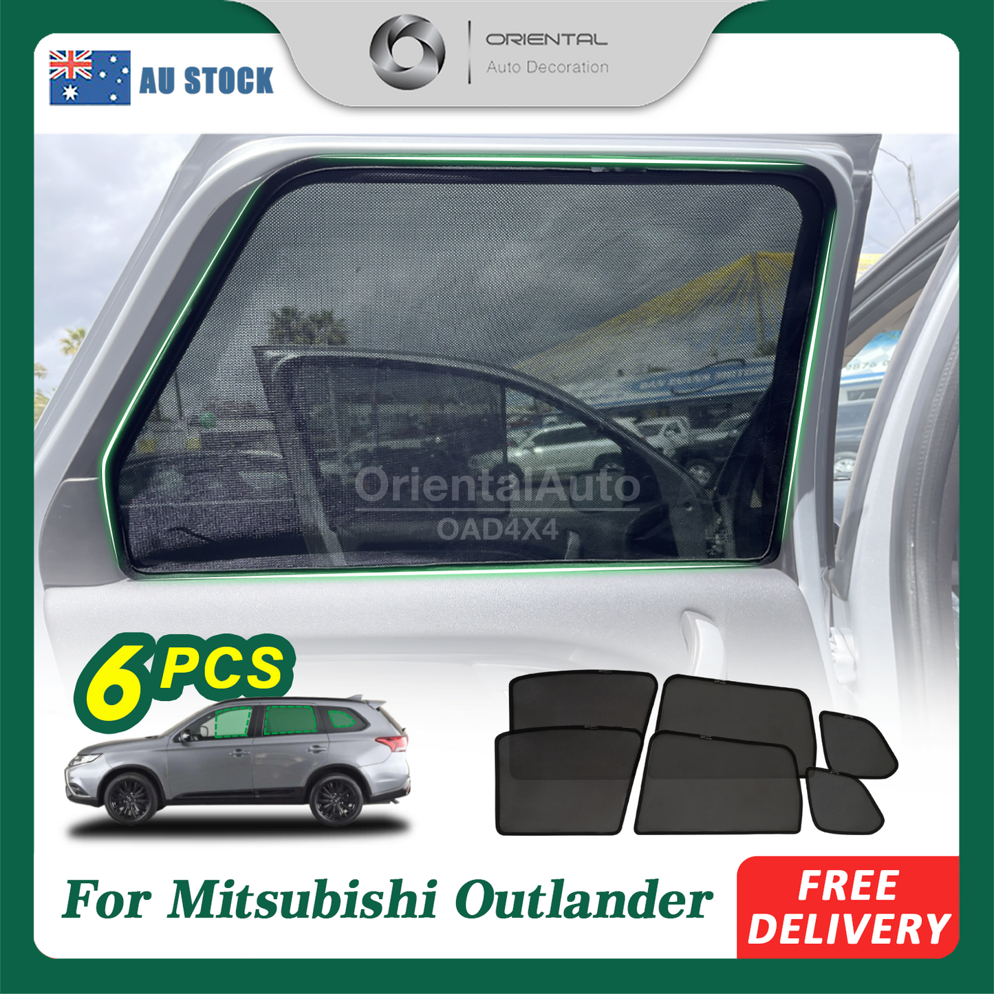 6PCS Magnetic Sun Shade for Mitsubishi Outlander 2012-2021 Window Sun Shades UV Protection Mesh Cover