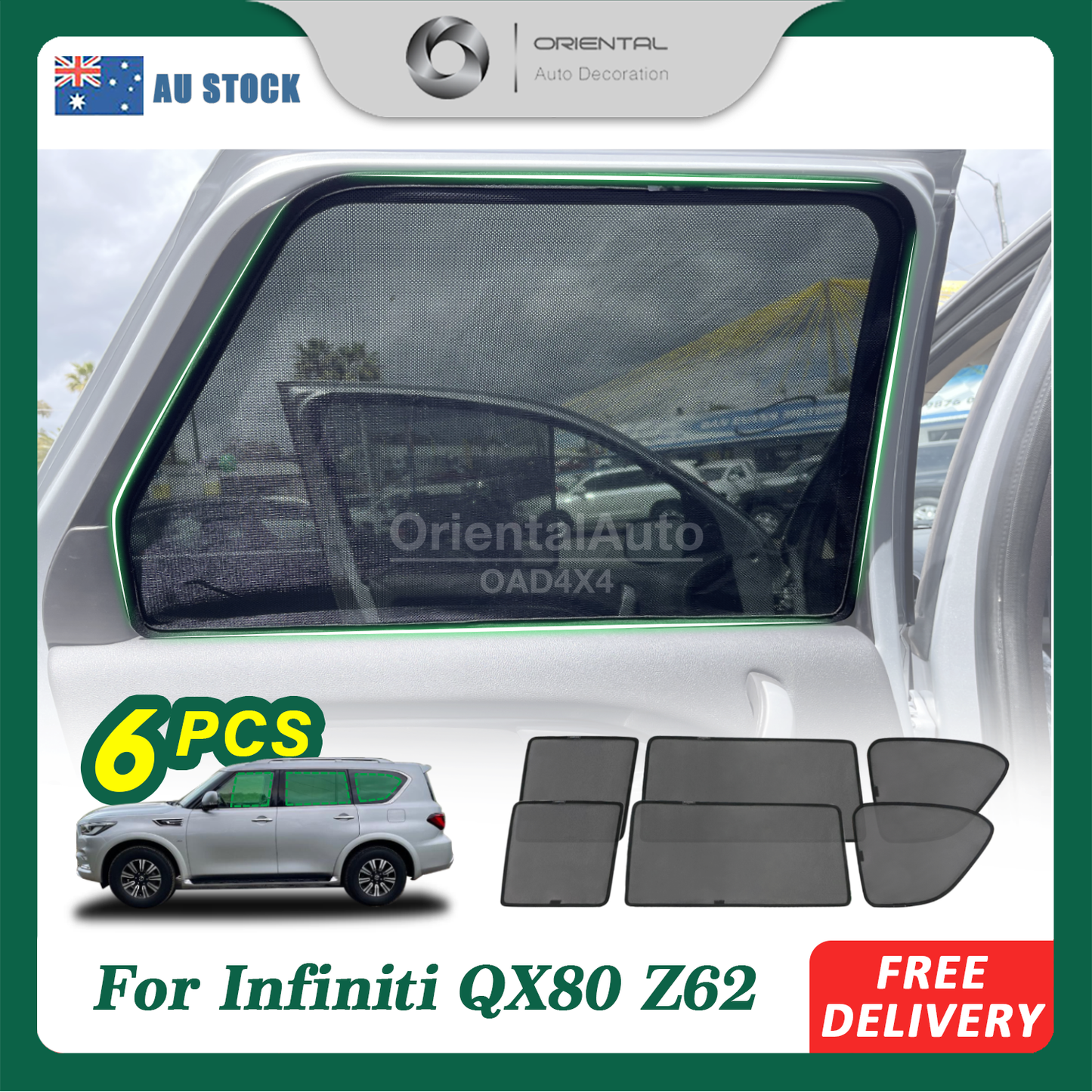 6PCS Magnetic Sun Shade for Infiniti QX80 Z62 2015-2019 Window Sun Shades UV Protection Mesh Cover