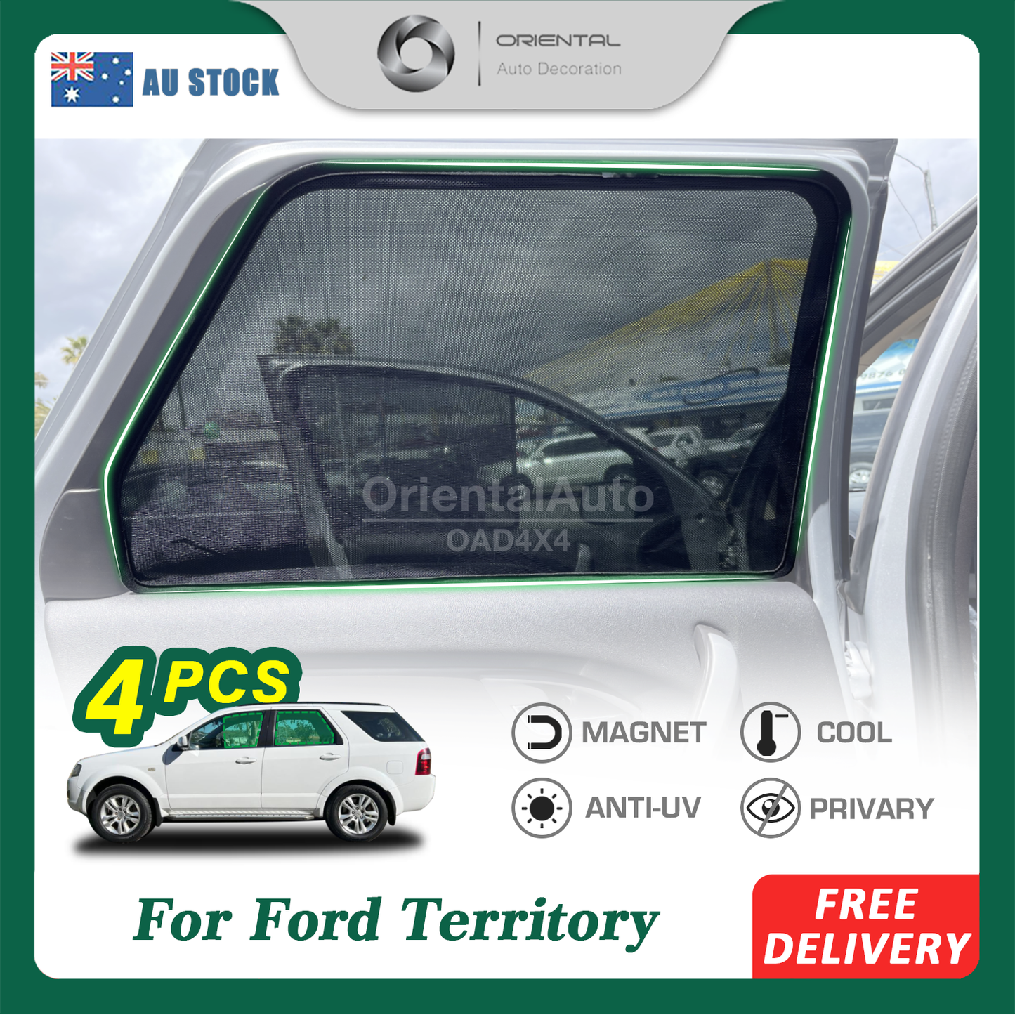 4PCS Magnetic Sun Shade for for Ford Territory 2004+ Window Sun Shades UV Protection Mesh Cover