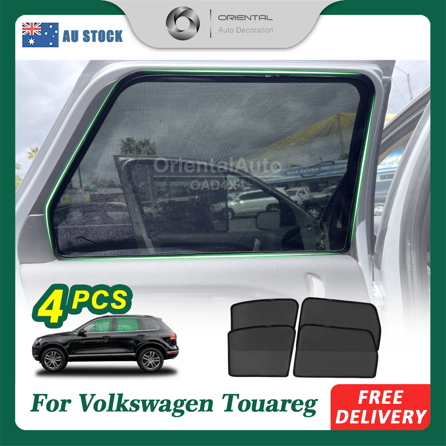 4PCS Magnetic Sun Shade for Volkswagen Touareg 7P 2011-2019 Window Sun Shades UV Protection Mesh Cover