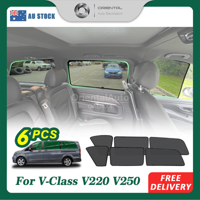 6PCS Magnetic Sun Shade for Mercedes-Benz V-class V250 V220 2015-Onwards Window Sun Shades UV Protection Mesh Cover