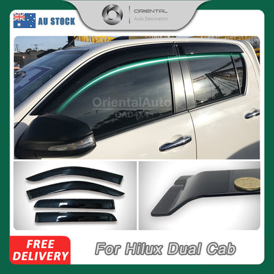 Injection Weather Shields for Toyota Hilux Dual Cab 2015+ Weathershields Window Visors