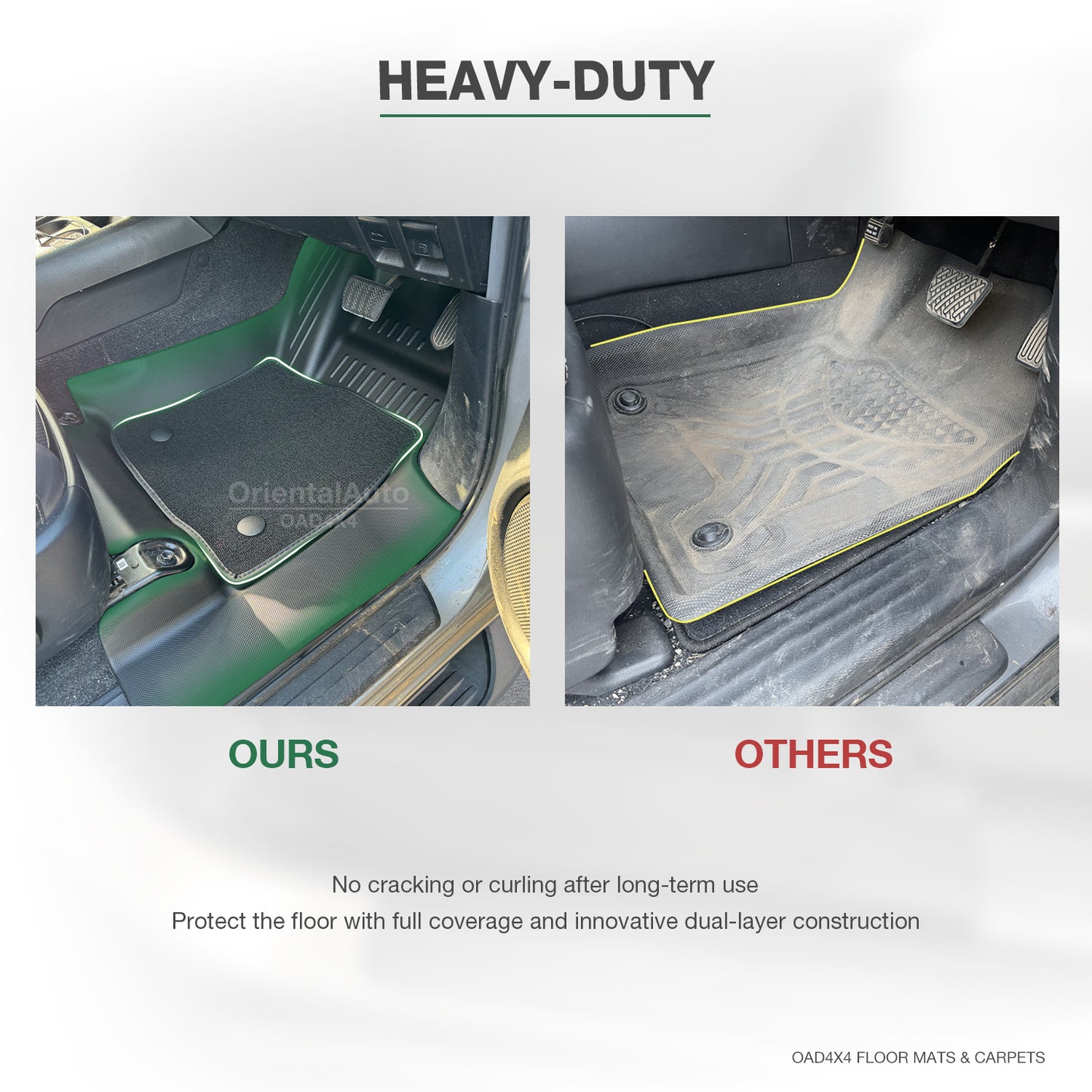 5D TPE Detachable Carpet Floor Mats for Toyota Hilux Auto Dual Cab 2015-Onwards Tailored Door Sill Covered Floor Mat Liner