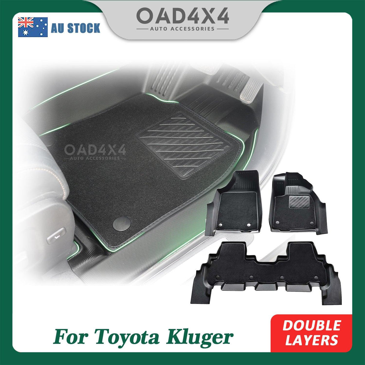 5D Double-Layer Car Floor Mats for Toyota Kluger 2013-2021