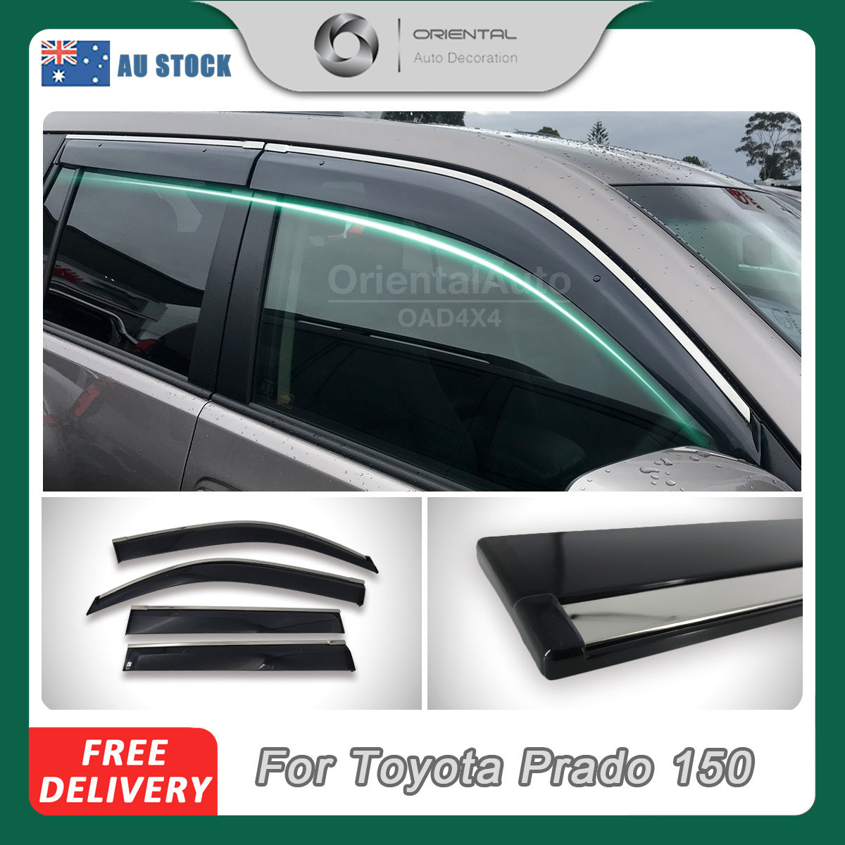 Injection Stainless Weathershields Weather Shields Window Visor For Toyota Land Cruiser Prado 150 2009+