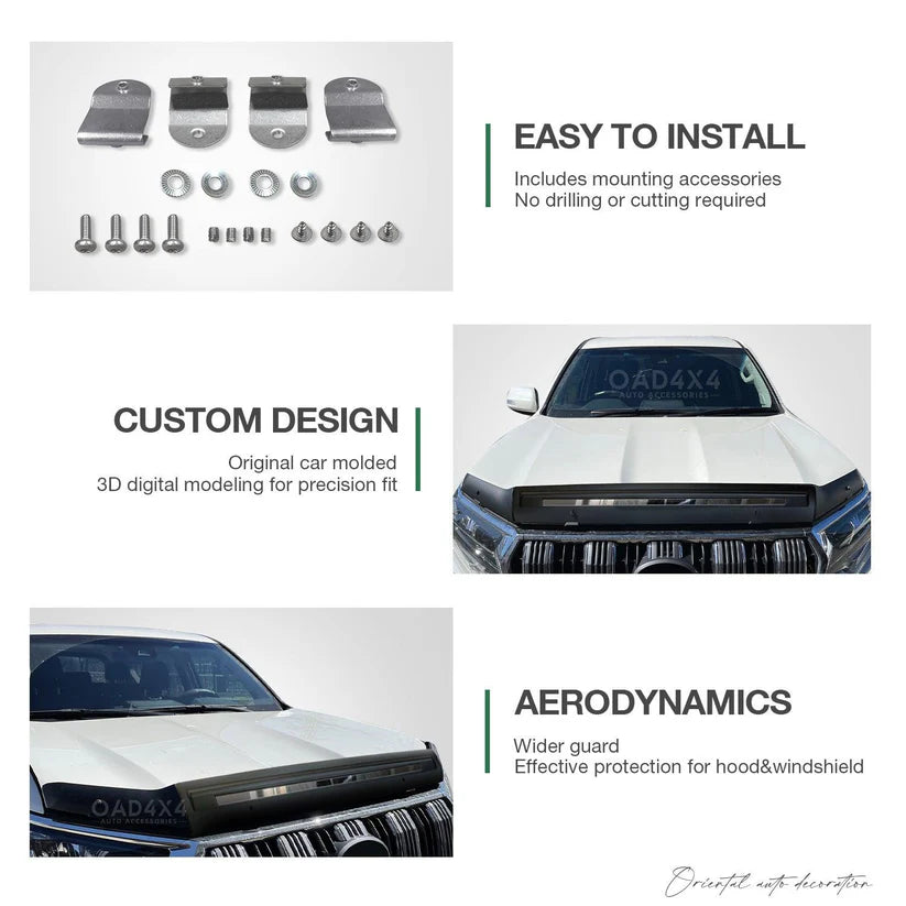 Bonnet Protector & Widened Luxury Weather Shields for Toyota Land Cruiser Prado 150 2018-2024 6PCS