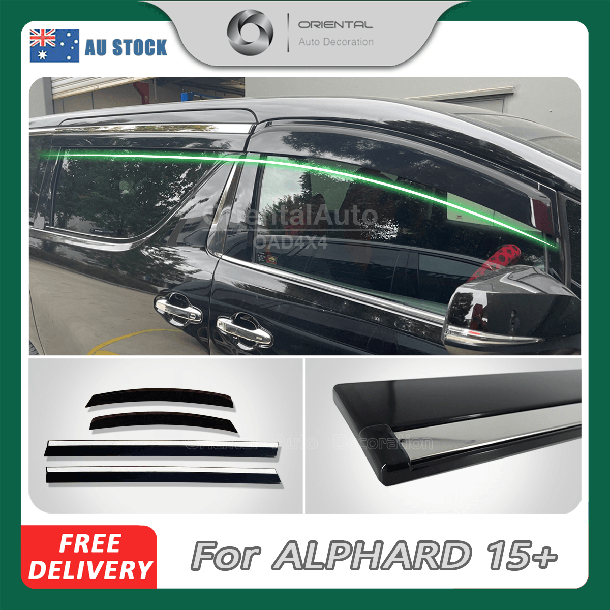 Stainless Edge Weather Shields for Toyota Alphard 2015-2024