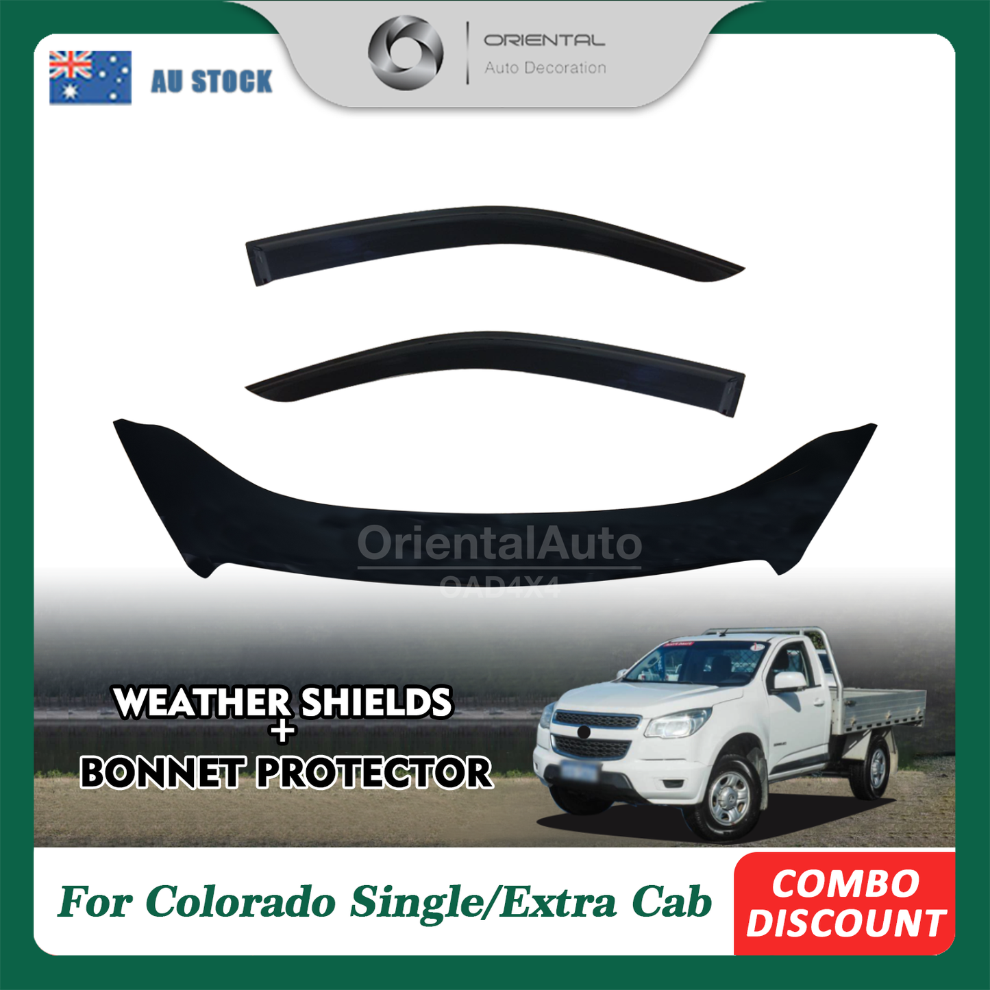 Bonnet Protector & Injection Weathershields Weather shields Window Visor For Holden Colorado RG series Single / Extra Cab 2012-2016