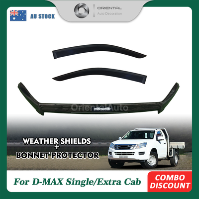 Injection Modeling Bonnet Protector & Injection Weathershield for ISUZU DMAX D-MAX Single / Extra Cab 2012-2016 Weather Shields Window Visor Hood Protector Bonnet Guard