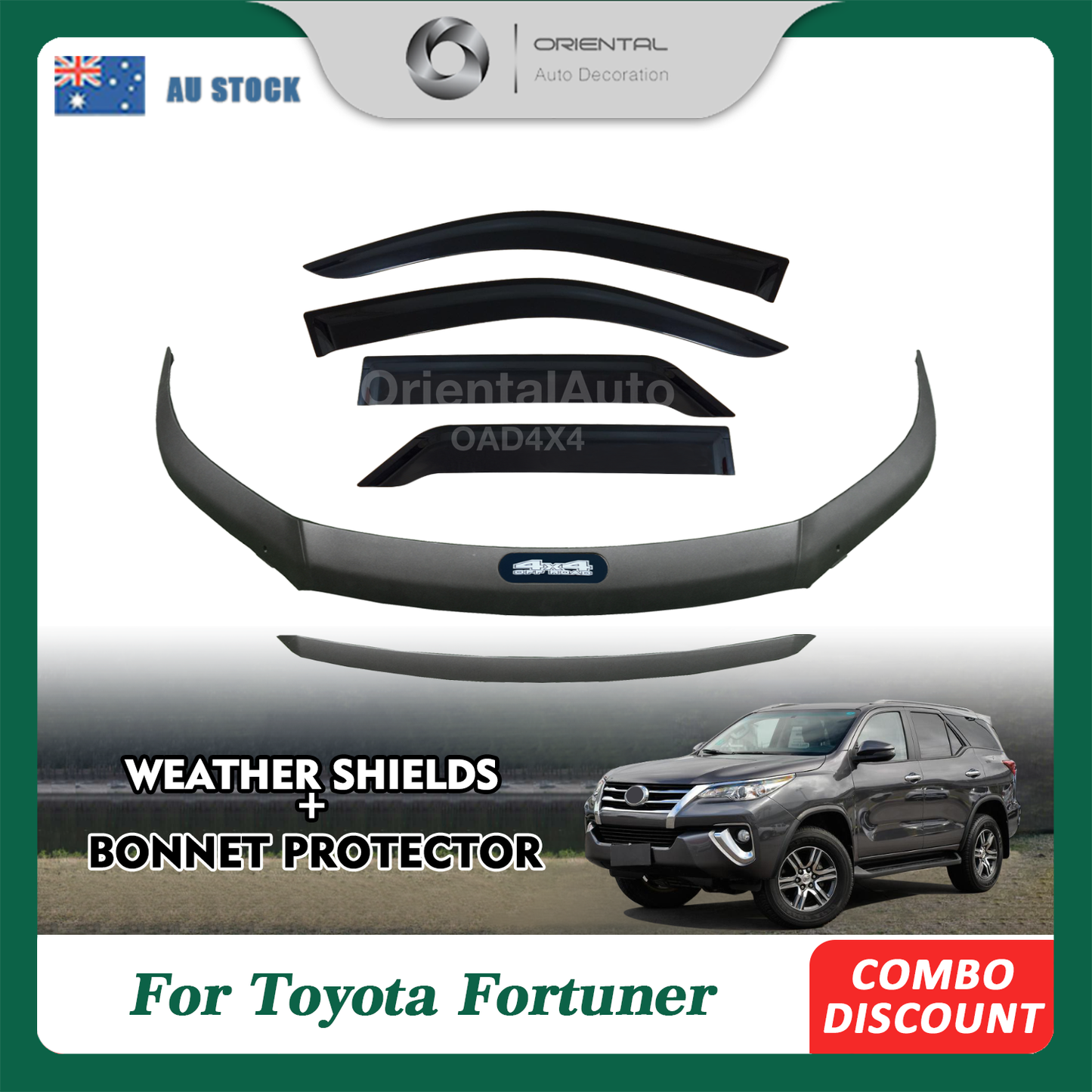 Injection Modeling Bonnet Protector & Injection Weathershield for Toyota Fortuner 2015-2020 Weather Shields Window Visor Hood Protector Bonnet Guard